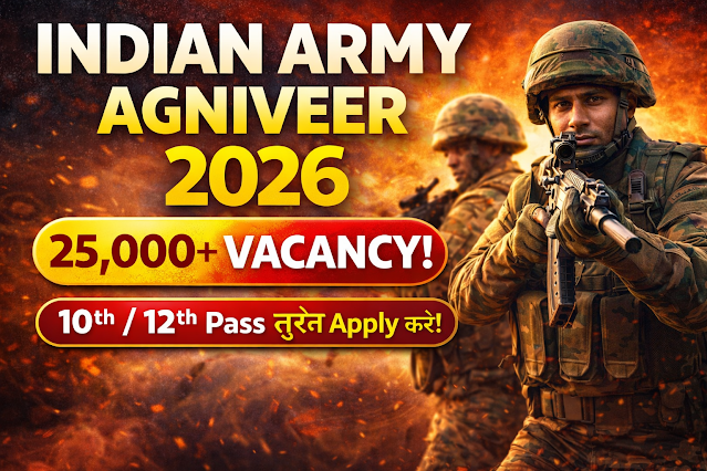 Indian Army Agniveer Recruitment 2026 — 25,000+ पदों पर बंपर भर्ती! 10वीं / 12वीं पास तुरंत करें आवेदन