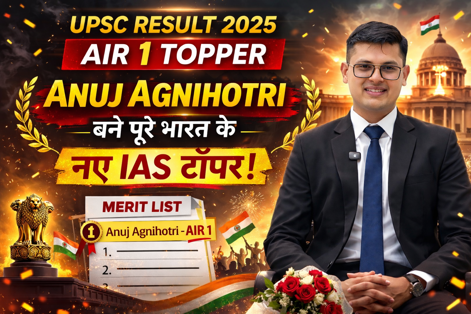 UPSC Result 2025 टॉपर लिस्ट और अनुज अग्निहोत्री