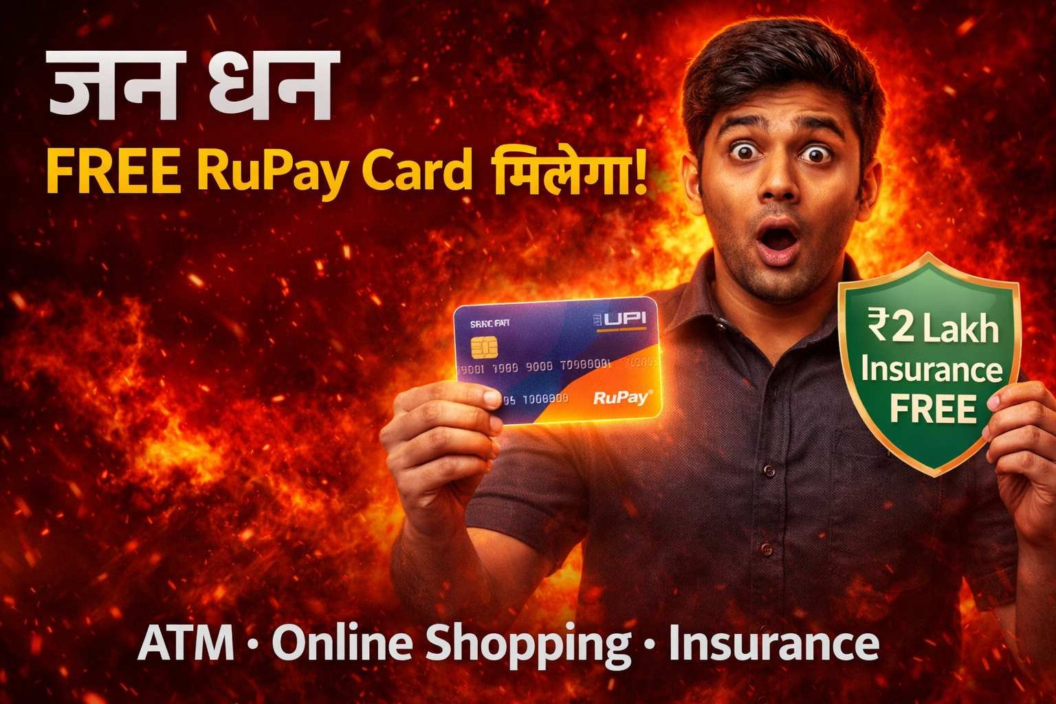 Jan Dhan Debit Card 2026 RuPay card free milta hai jisme ₹2 lakh accident insurance hai