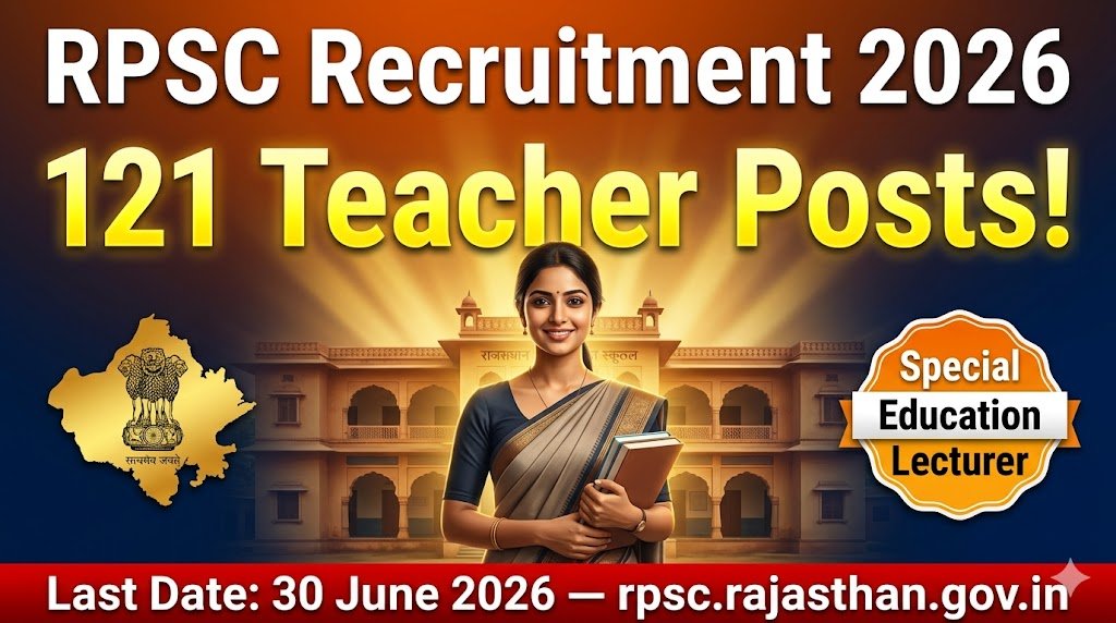RPSC 1st Grade Teacher Recruitment 2026: Shocking 121 Posts — Special Education Lecturer के लिए 30 June से पहले Apply करें